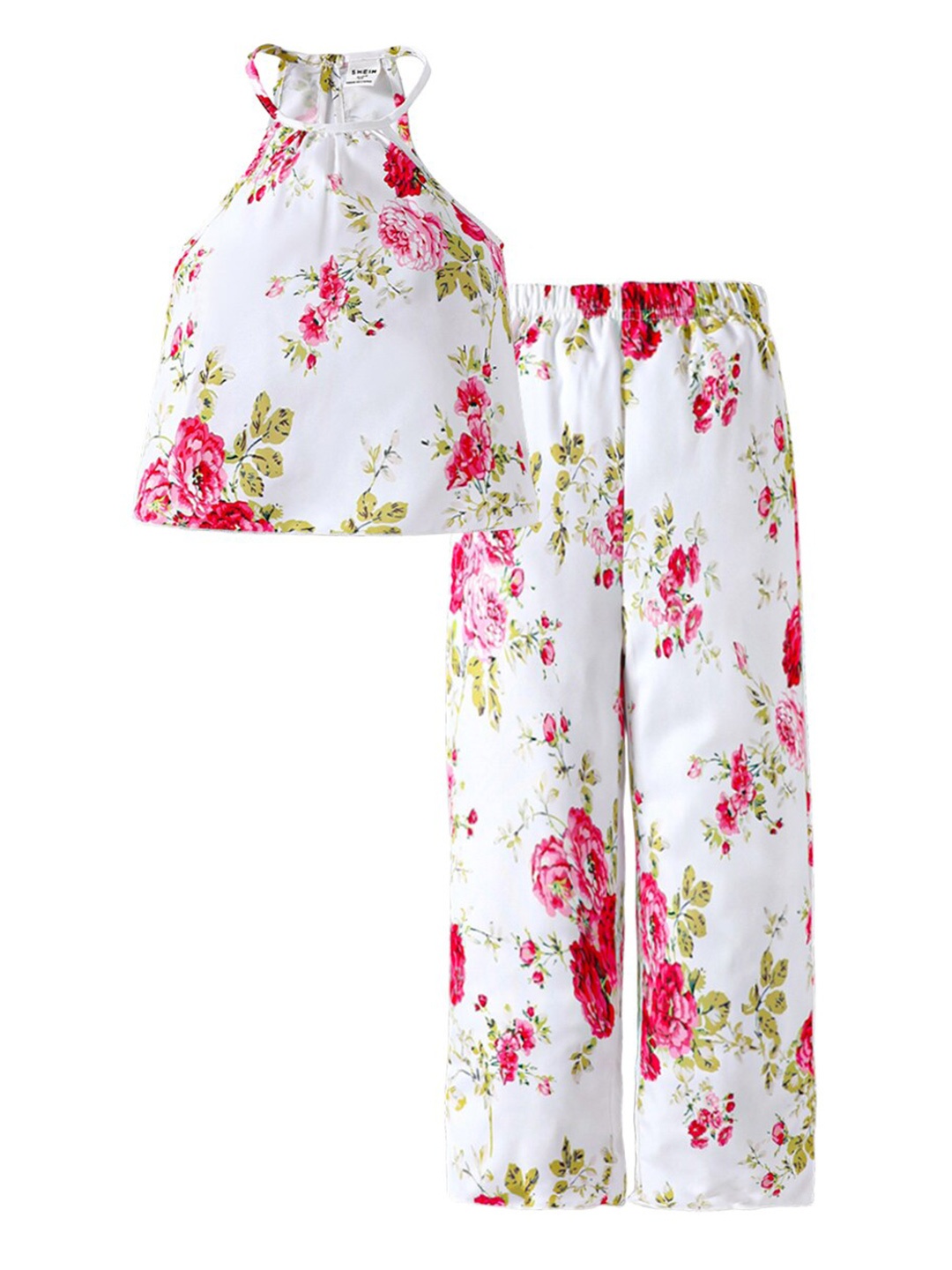 

StyleCast x Revolte Girls White & Red Printed Pure Cotton Top with Palazzos