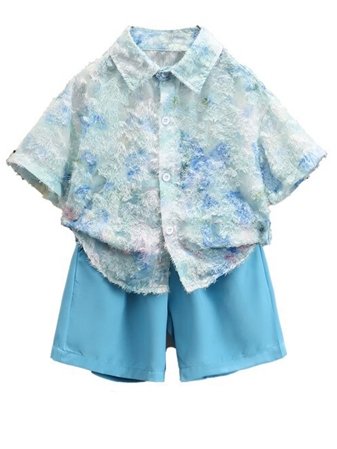 

StyleCast x Revolte Boys Blue & White Printed Shirt with Shorts