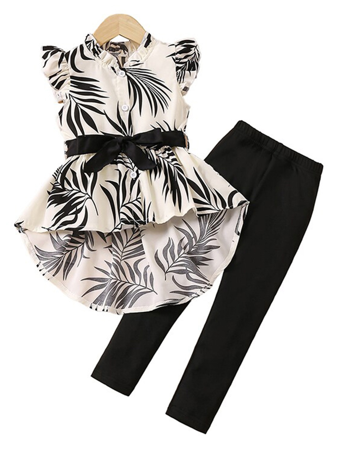 

StyleCast x Revolte Girls Black & White Printed Top with Leggings