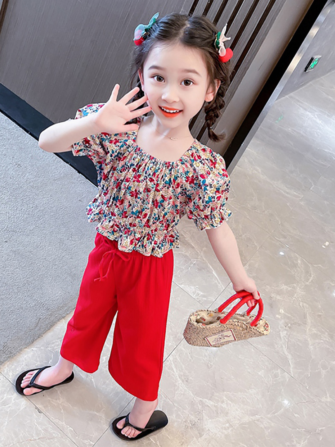 

StyleCast x Revolte Girls Printed Top With Pyjamas, Red