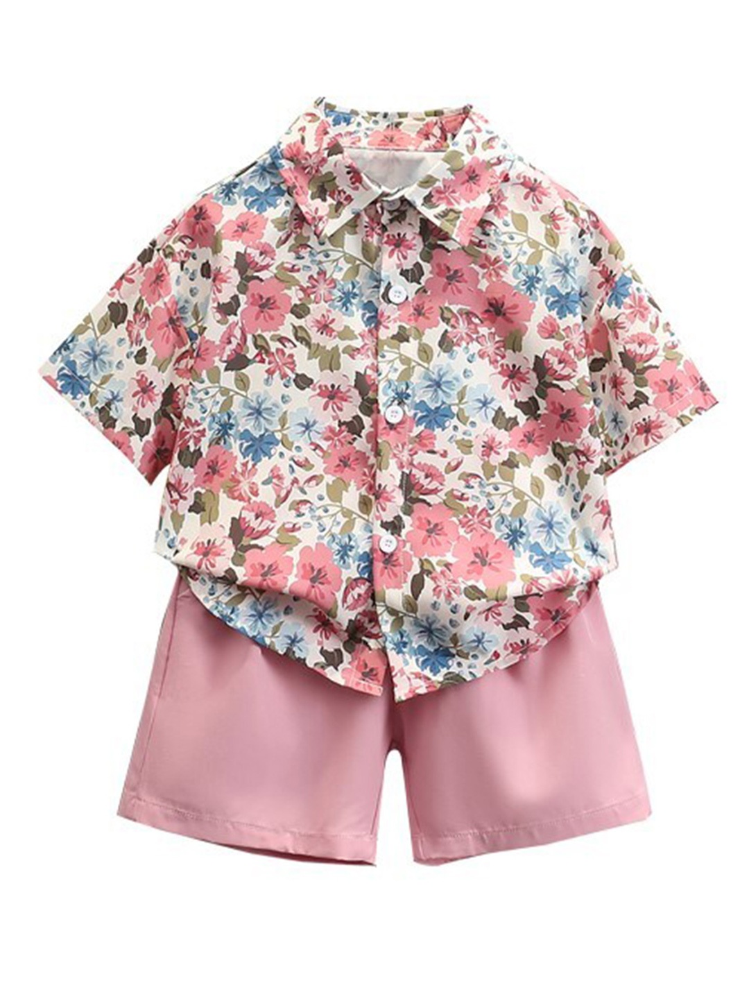 

StyleCast x Revolte Boys Printed Short Sleeves Shirt Collar Shirt with Shorts, Pink