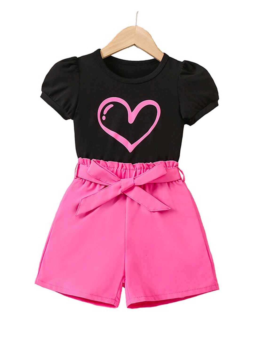 

StyleCast x Revolte Girls Pink & Black Printed Top with Shorts