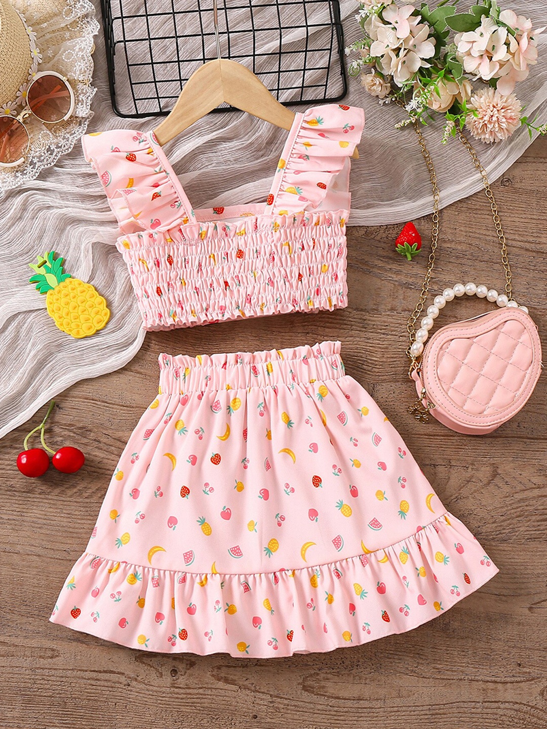 

StyleCast x Revolte Girls Printed Top with Skirt, Pink