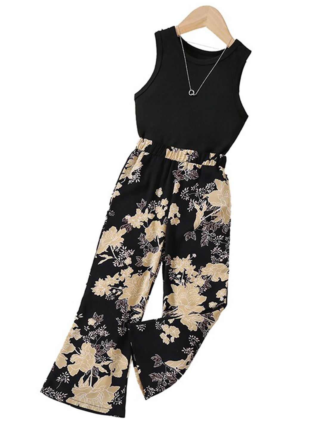

StyleCast x Revolte Girls Black & Beige Round Neck Top with Palazzos