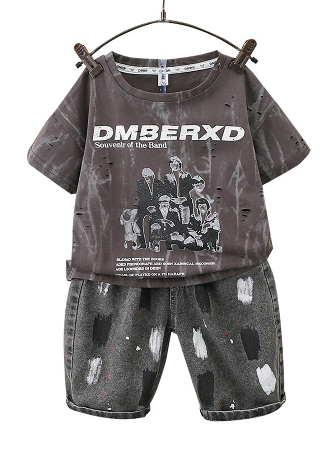 

StyleCast x Revolte Boys Printed Short Sleeves Round Neck T-shirt with Shorts, Grey