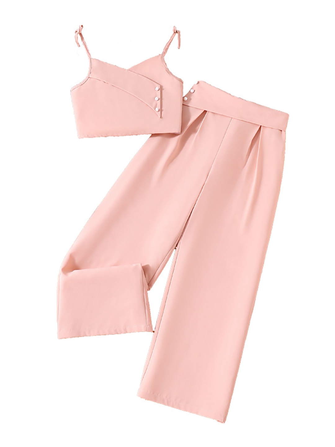 

StyleCast x Revolte Girls Pink Shoulder Straps Top with Palazzos