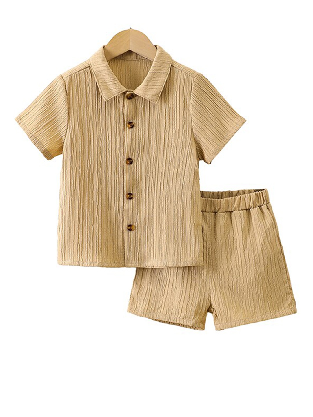 

StyleCast x Revolte Girls Short Sleeves Shirt Collar Shirt with Shorts, Khaki