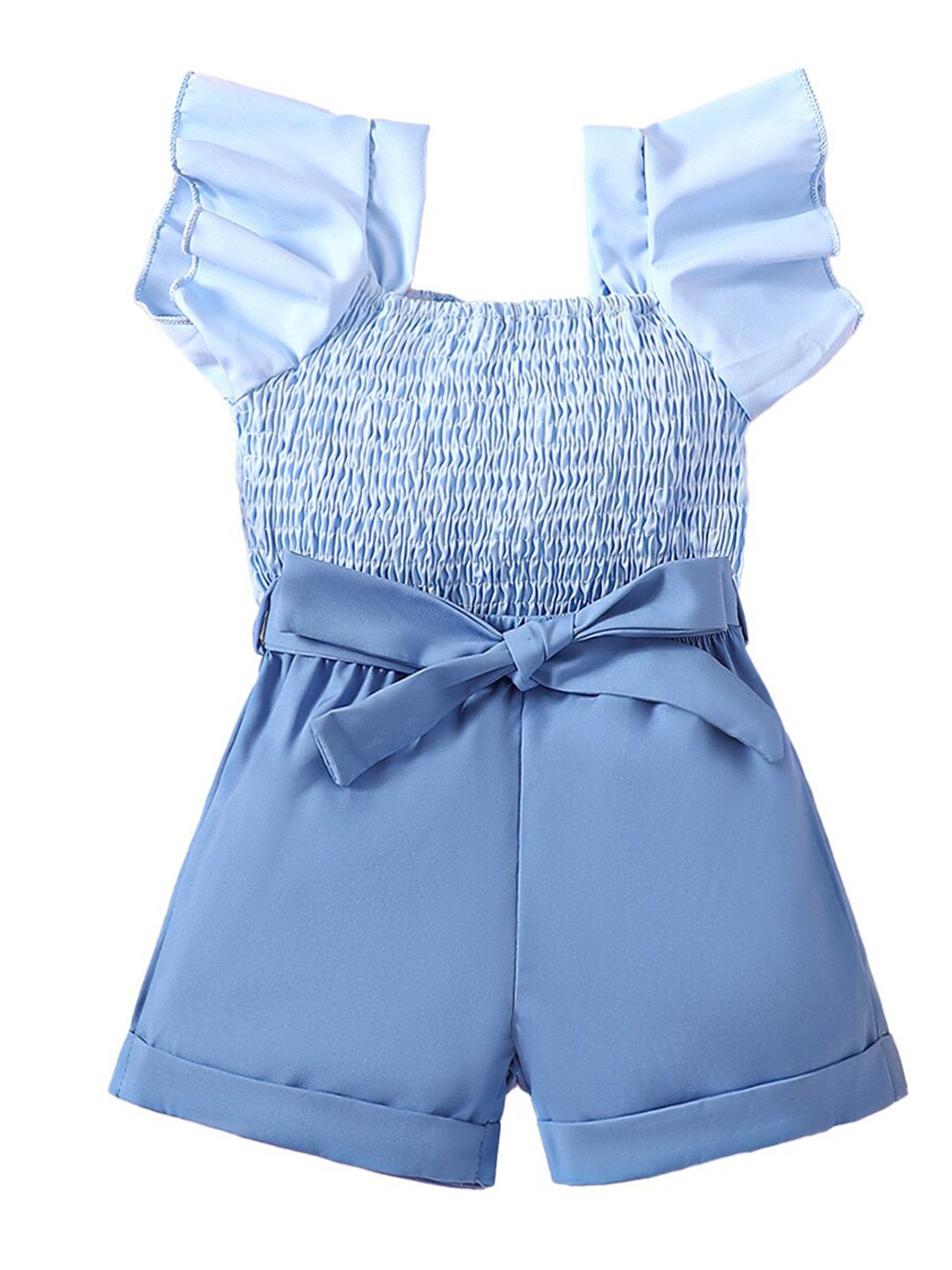 

StyleCast x Revolte Girls Blue Square Neck Pure Cotton Top with Shorts