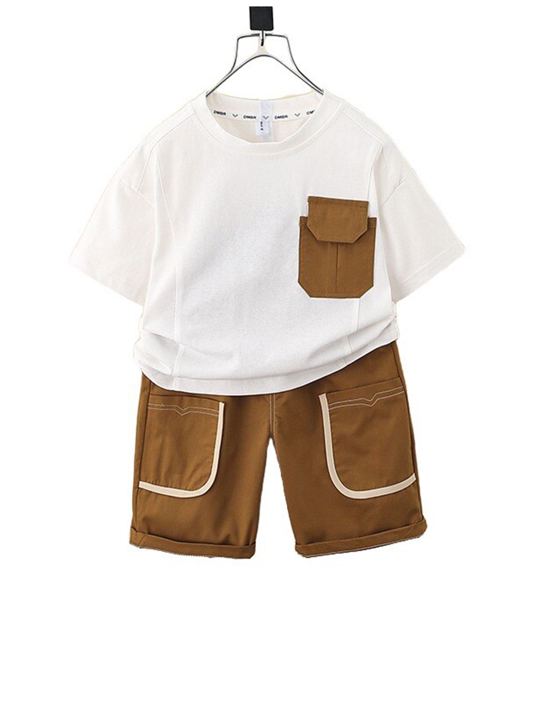 

StyleCast x Revolte Boys White & Brown Colourblocked T-shirt with Shorts