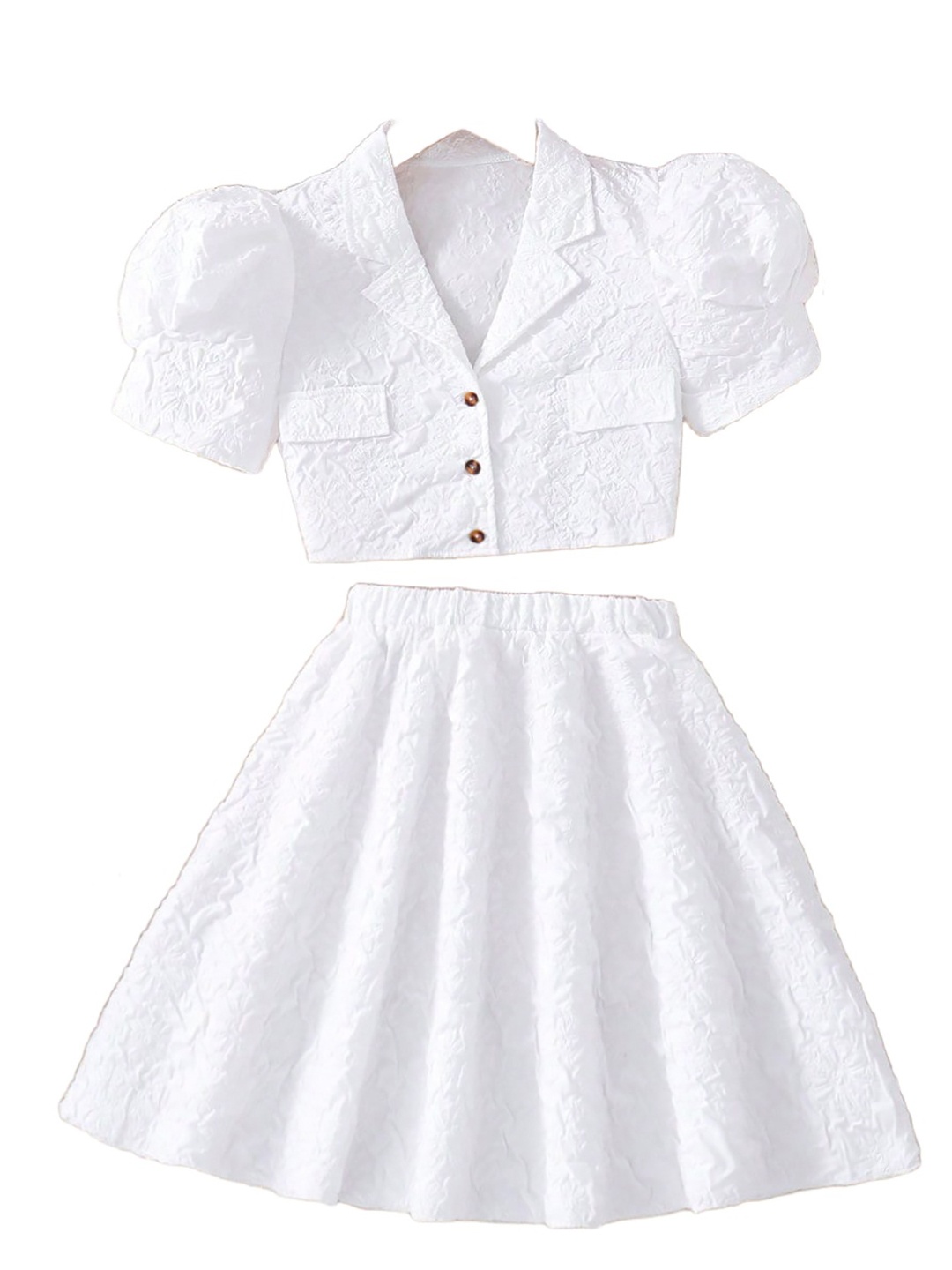 

StyleCast x Revolte Girls Short Sleeves Shirt Collar Top with Skirt, White