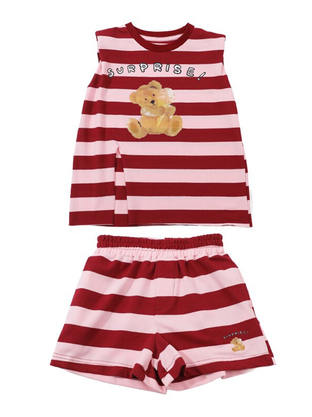 

StyleCast x Revolte Girls Red & Pink Striped Top with Shorts