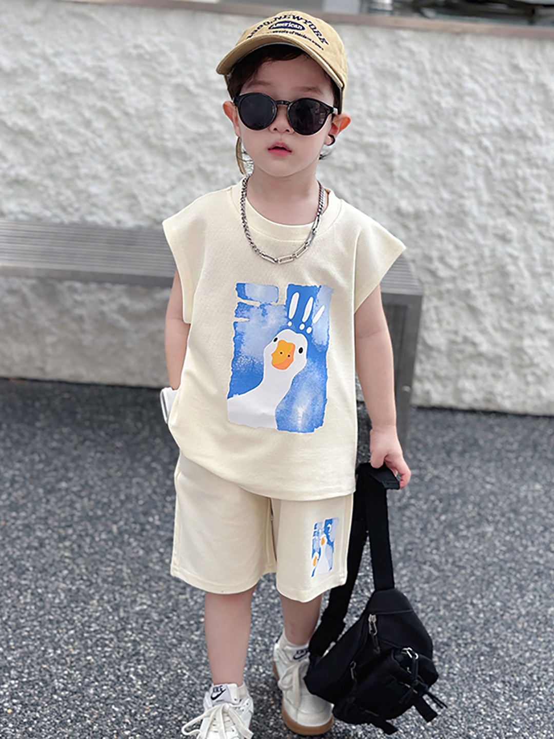 

StyleCast x Revolte Boys Printed Top With Short, Beige
