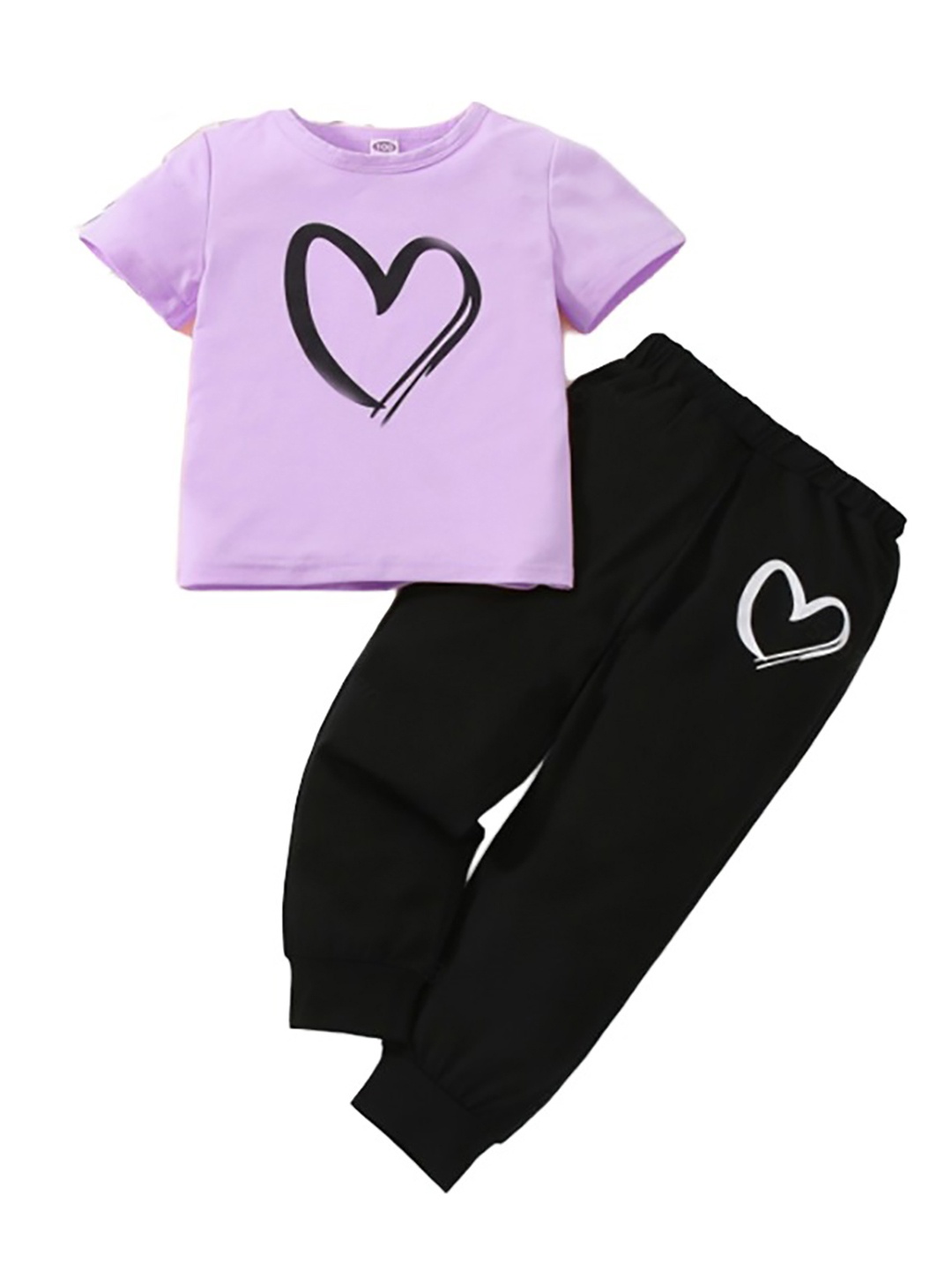 

StyleCast x Revolte Girls Round Neck Pure Cotton Printed Top with Pyjamas, Purple