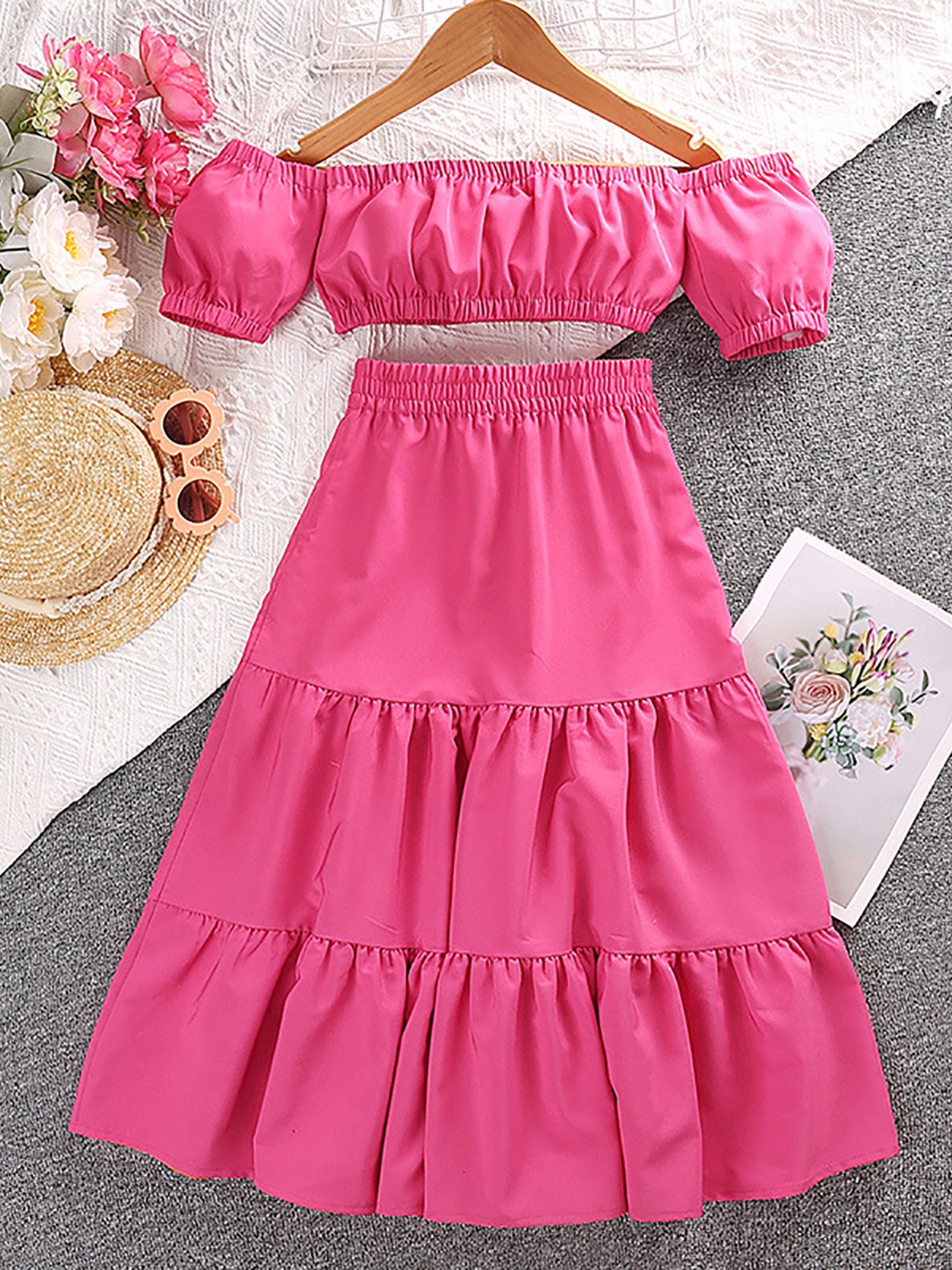 

StyleCast x Revolte Girls Top with Skirt, Fuchsia