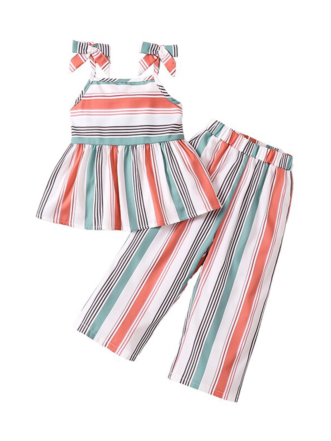 

StyleCast x Revolte Girls Shoulder Straps Sleeveless Striped Top with Palazzo, White