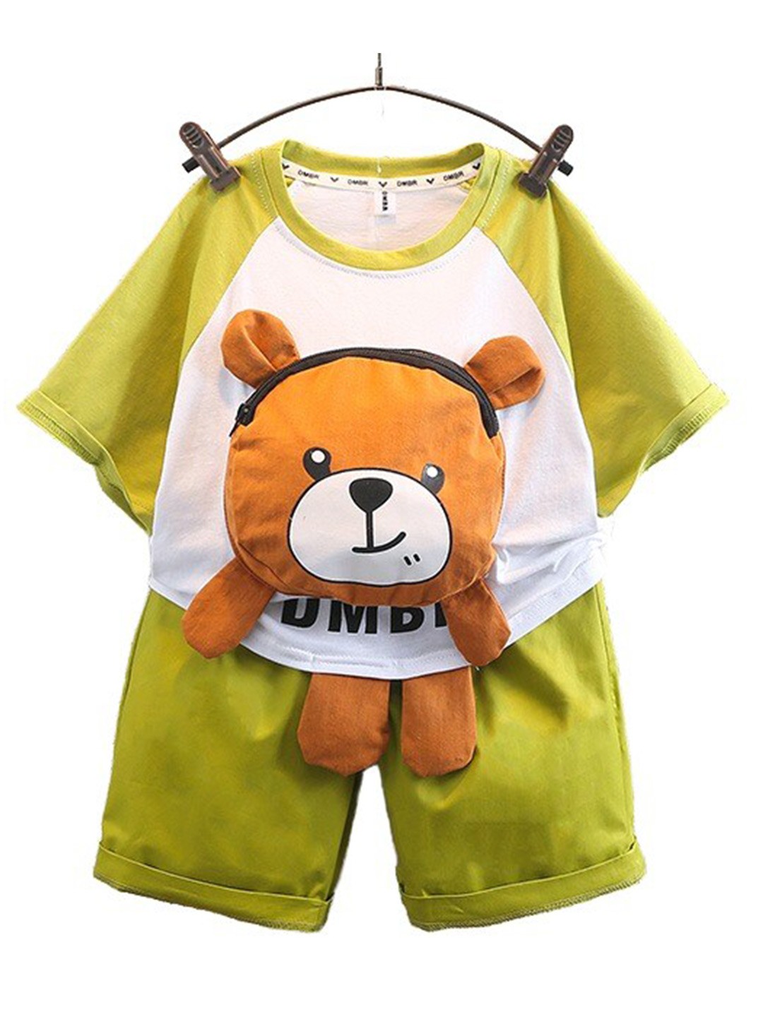 

StyleCast x Revolte Boys Green & Brown Round Neck Printed T-shirt with Shorts