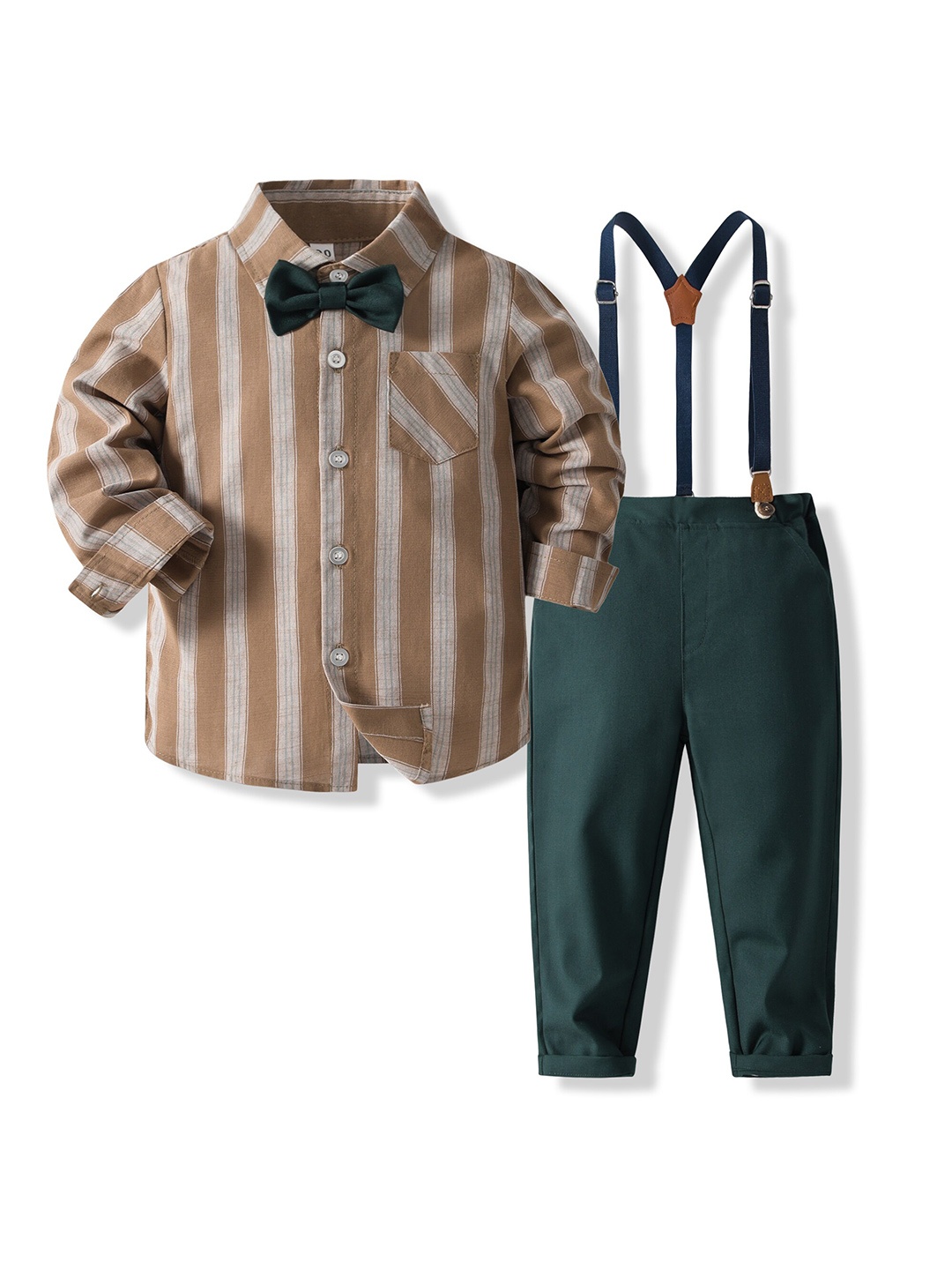

StyleCast x Revolte Boys Striped Shirt with Trouser, Green
