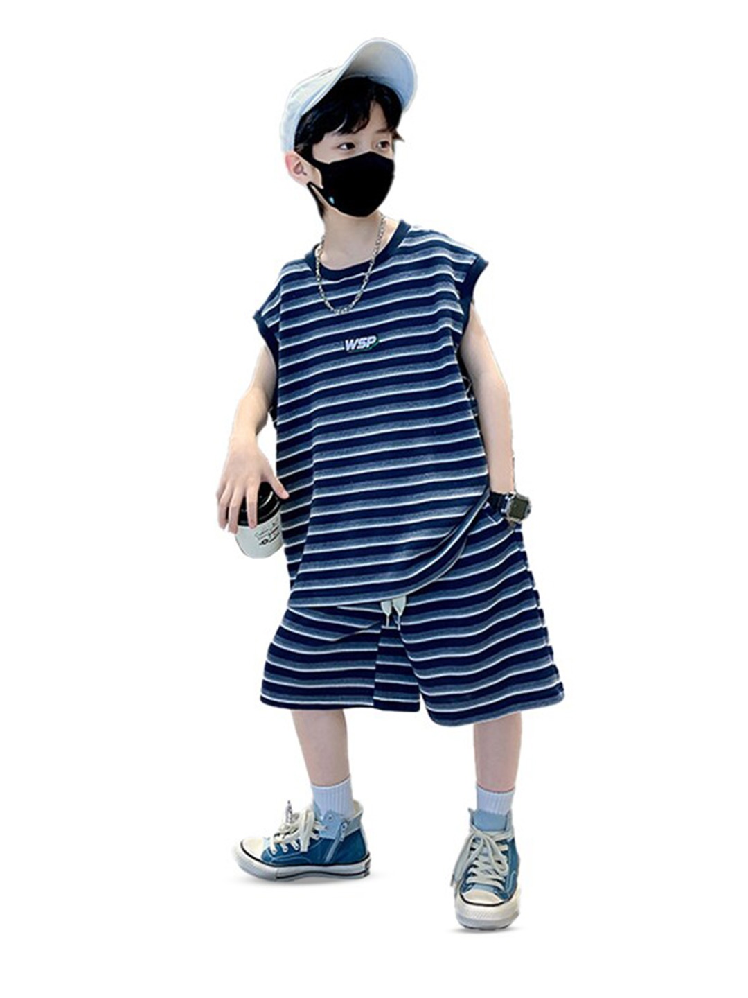 

StyleCast x Revolte Boys Striped T-shirt with Shorts, Blue