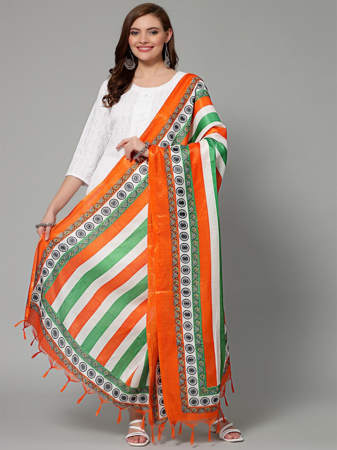 

Clora Creation Printed Chanderi Silk Dupatta, Orange