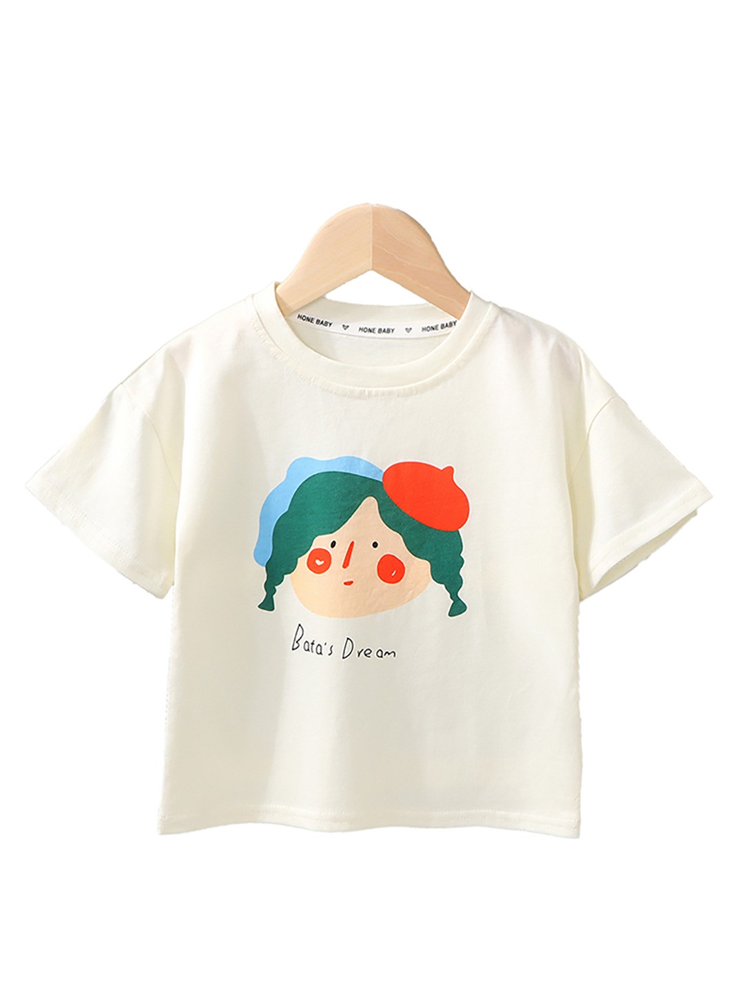 

StyleCast x Revolte Girls Printed Round Neck Short Sleeves Cotton T-shirt, Beige