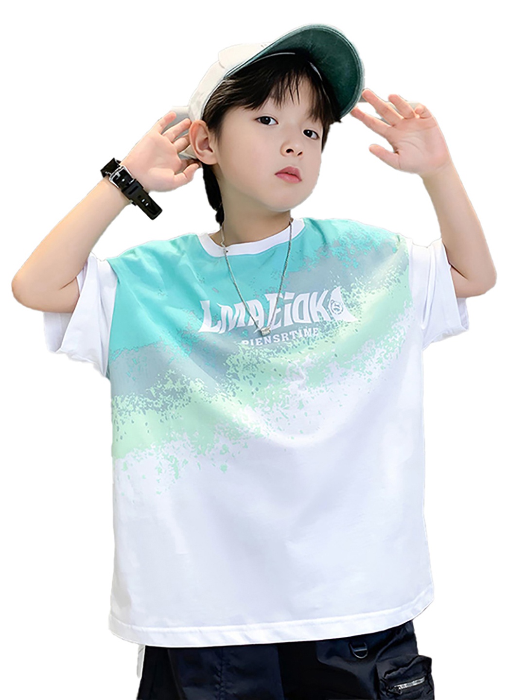 

StyleCast x Revolte Boys Printed Round Neck Short Sleeves Cotton T-shirt, White