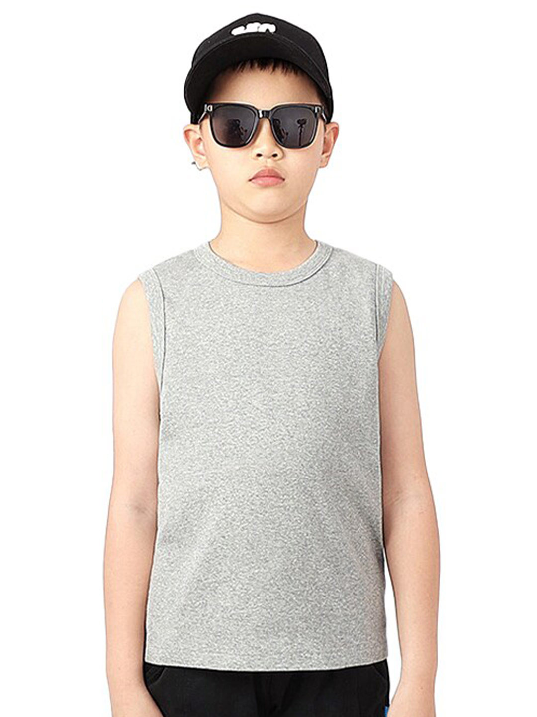 

StyleCast x Revolte Boys Grey Round Neck Sleeveless Cotton T-shirt