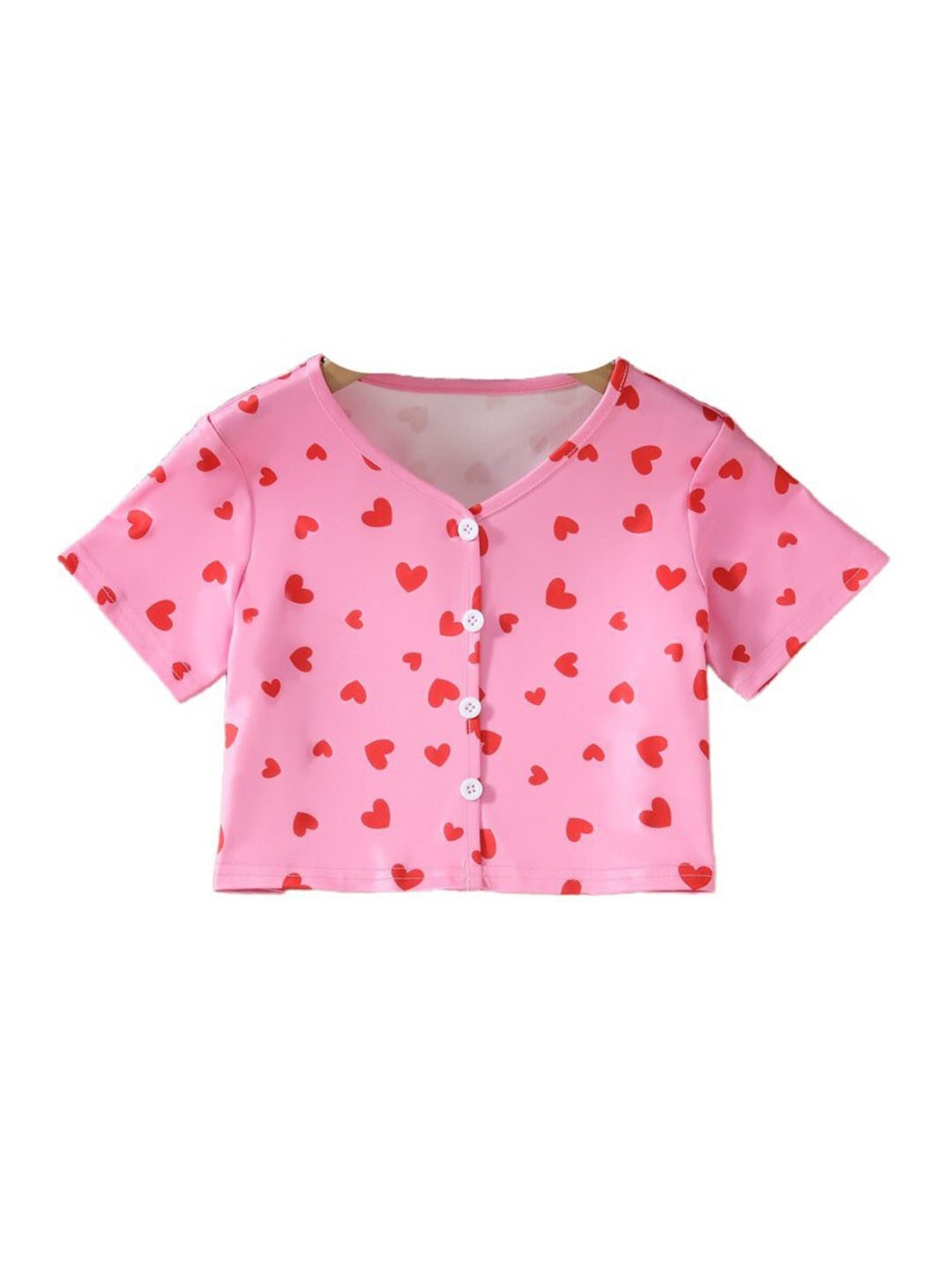 

StyleCast x Revolte Girls Pink & Red Printed V-Neck Cotton T-shirt