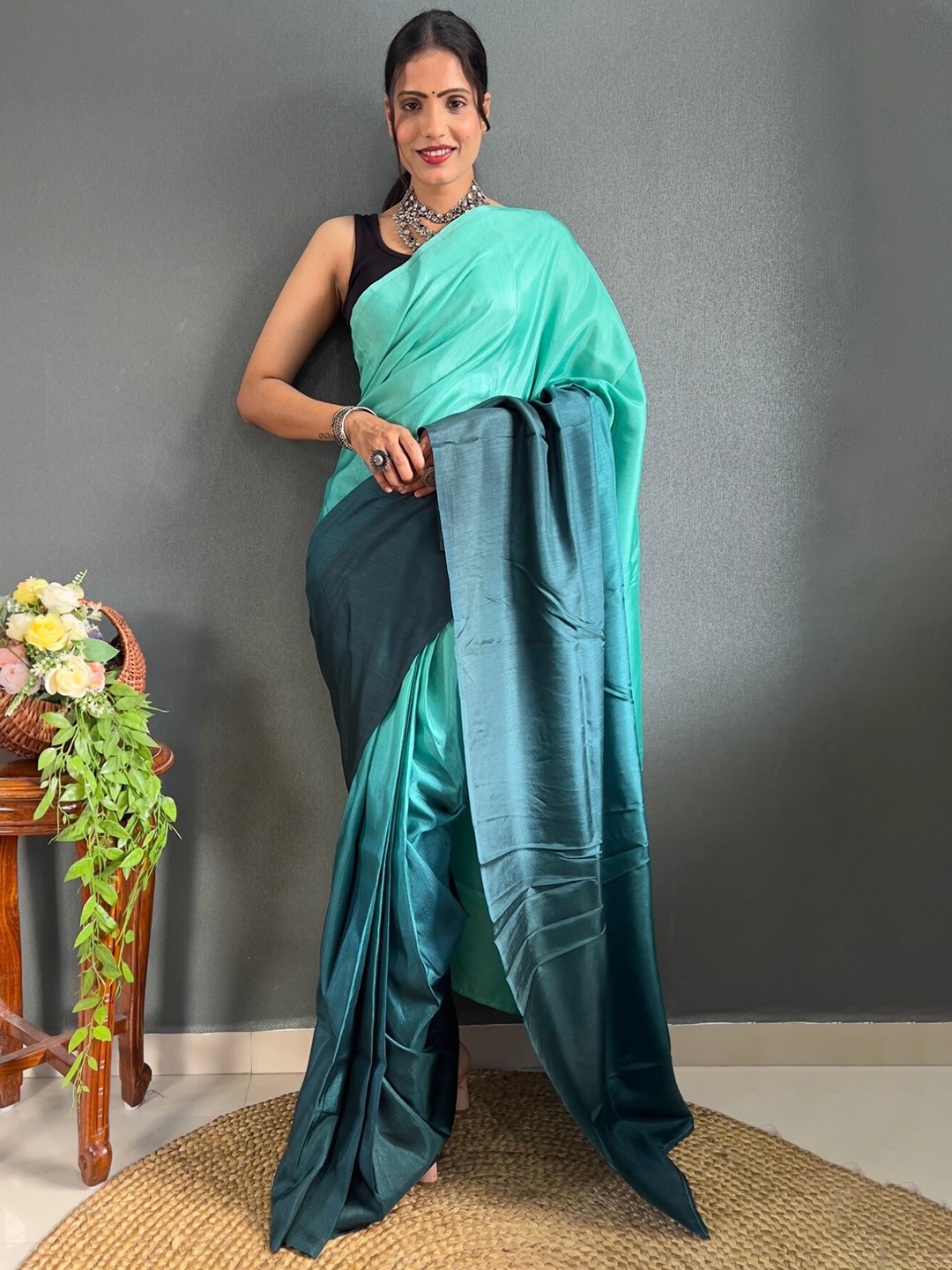

LeeliPeeri Designer Ombre Saree, Teal