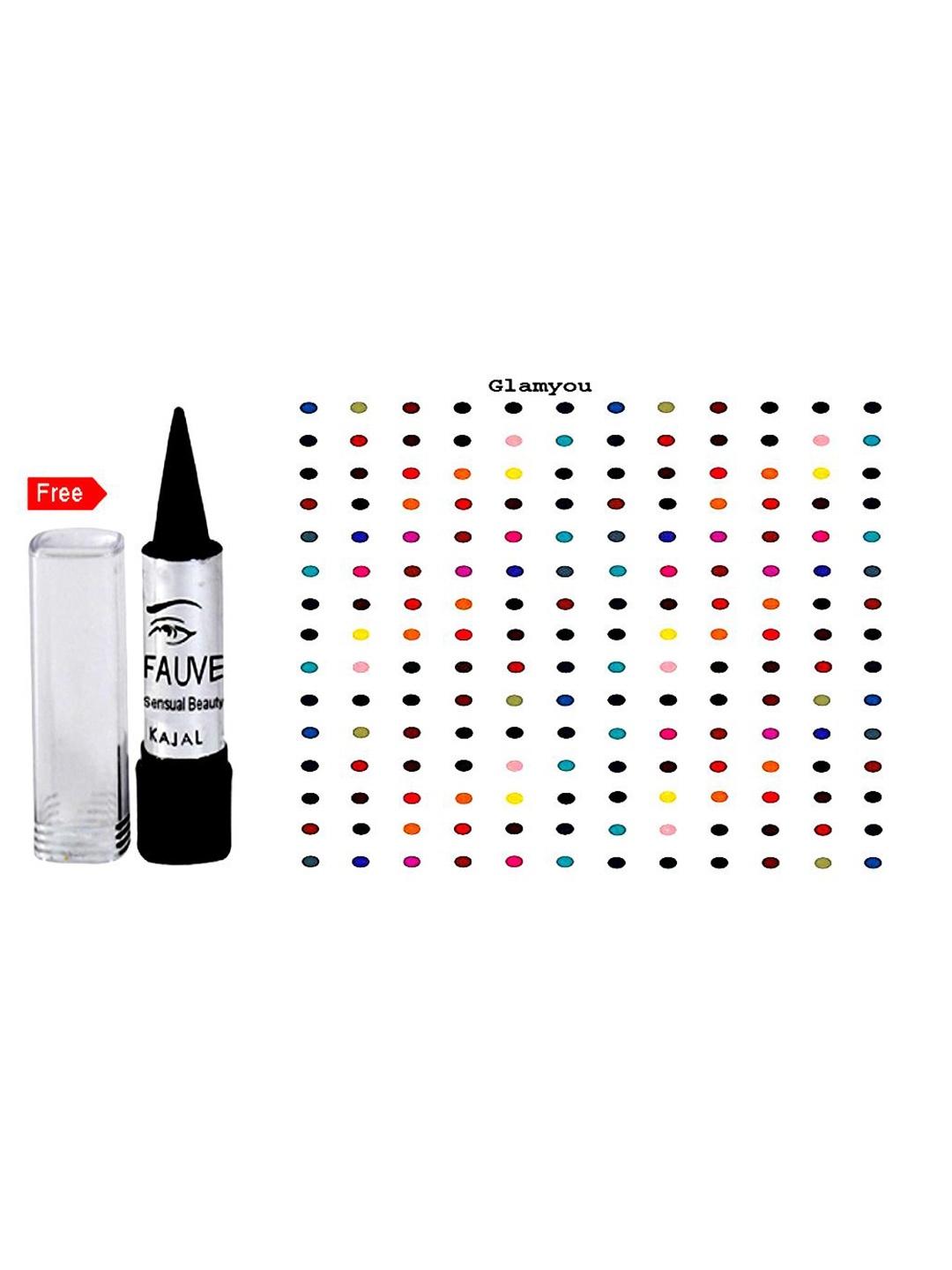 

Glamyou 180-Pcs Fashionable Multicolored Bindi with Kajal, Multi