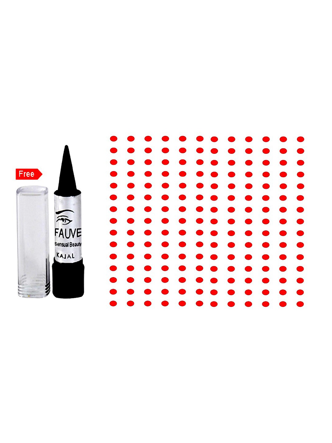 

Glamyou 180-Pcs Fashionable Red Bindi with Kajal