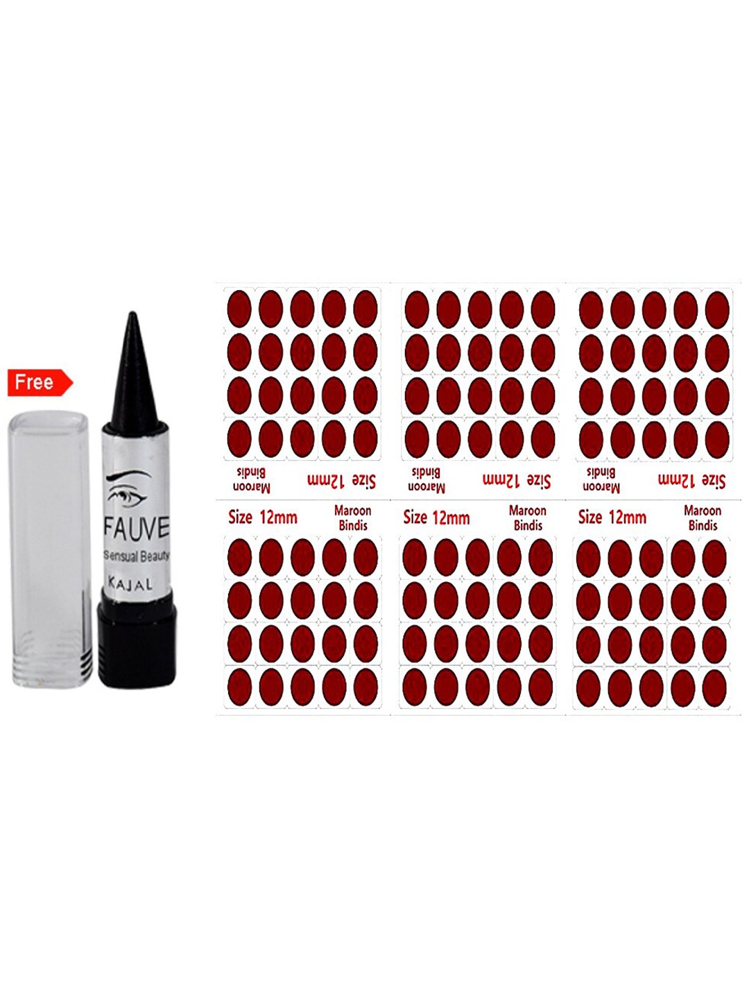 

Glamyou 120-Pcs Fashionable Maroon Bindi with Kajal