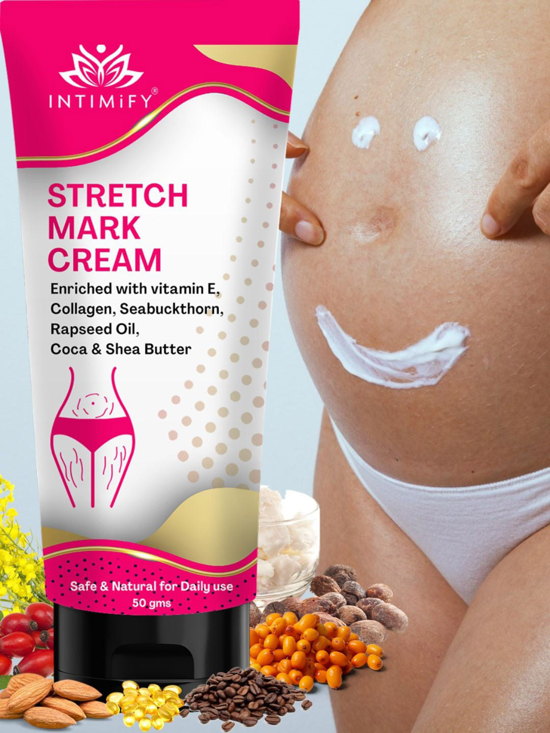

INTIMIFY Stretch Mark Cream With Vitamin E & Shea Butter - 50g, White