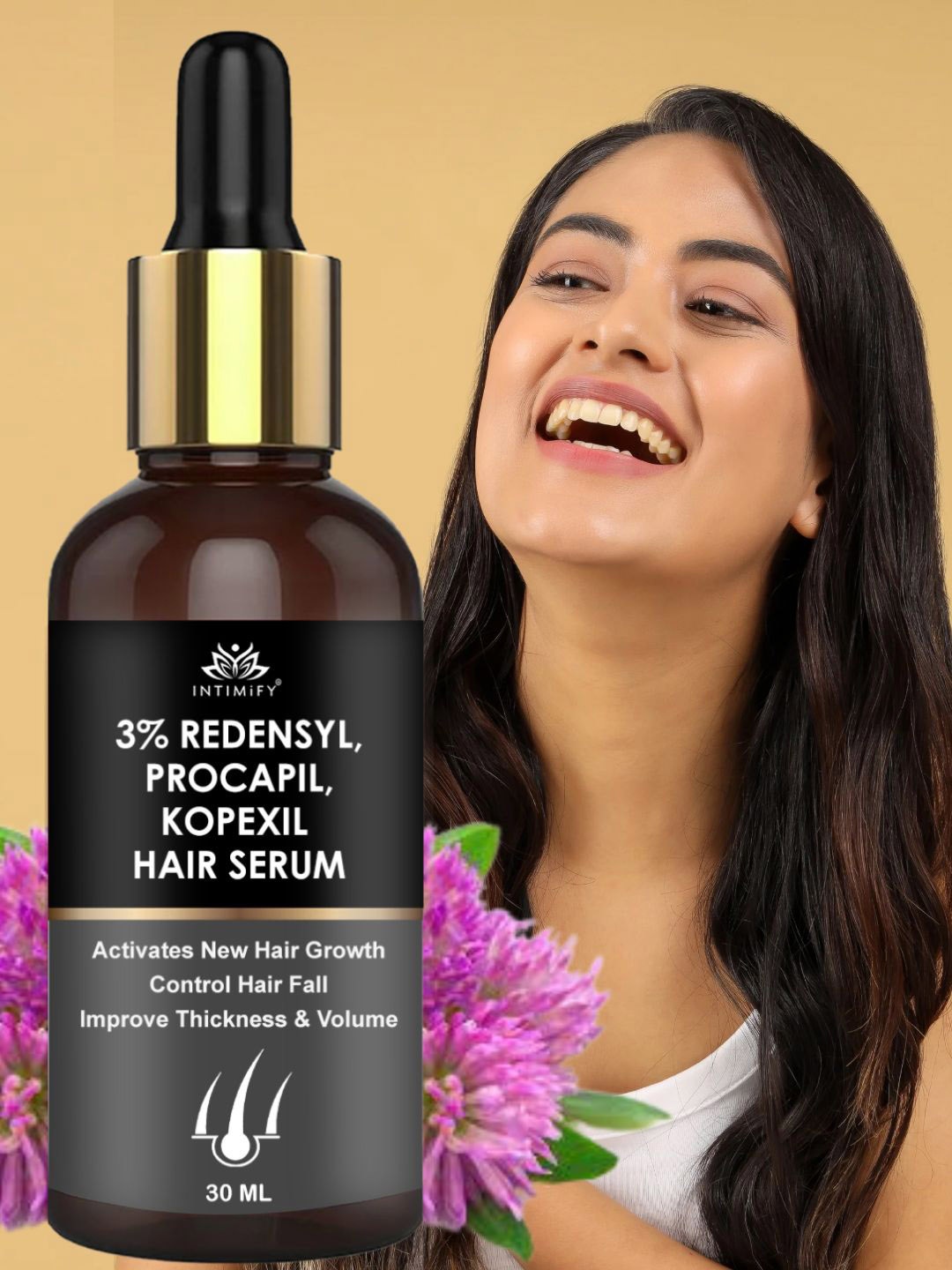 

INTIMIFY 3% Redensyl, Procapil, Kopexil Hair Serum For Thicker & Fuller Hair - 30ml, Transparent