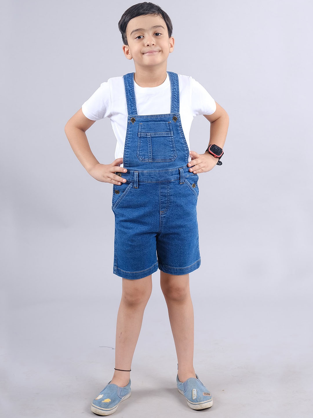 

KiddoPanti Boys Denim Dungaree Shorts, Blue