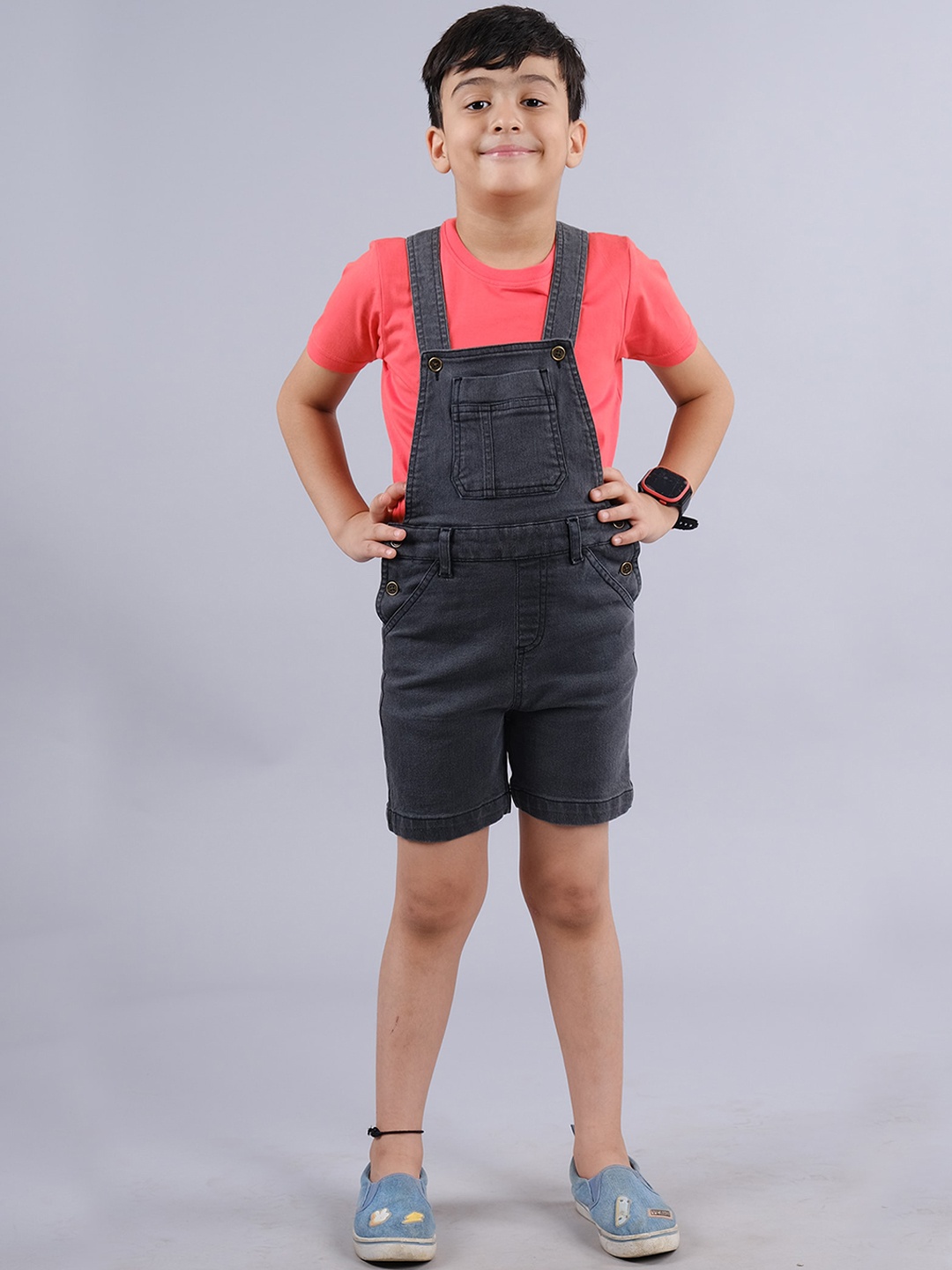 

KiddoPanti Boys Denim Dungarees, Grey