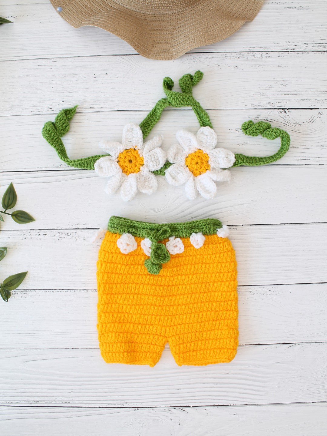 

Woonie Infants Baby Girl Crochet Photoshoot Costume, Yellow