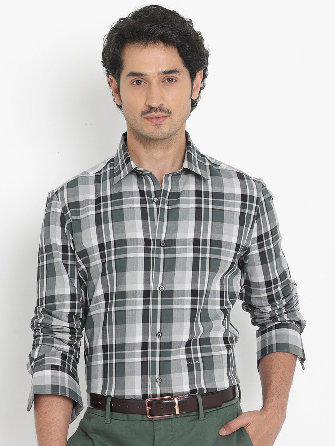 

RARE RABBIT Men Dae Regular Fit Opaque Checked Shirt, Green