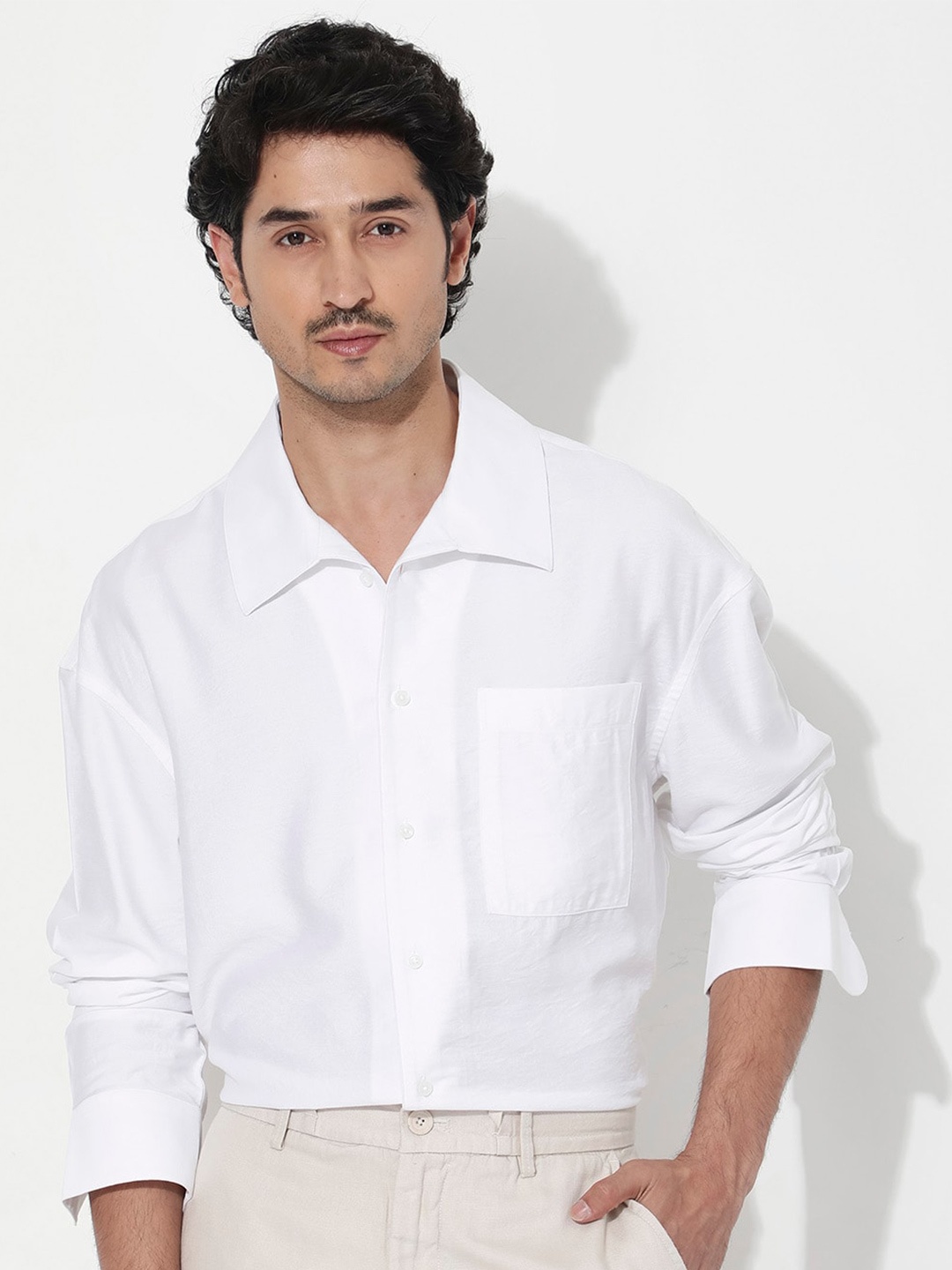 

RARE RABBIT Men Caden Spread Collar Regular Fit Shirt, White