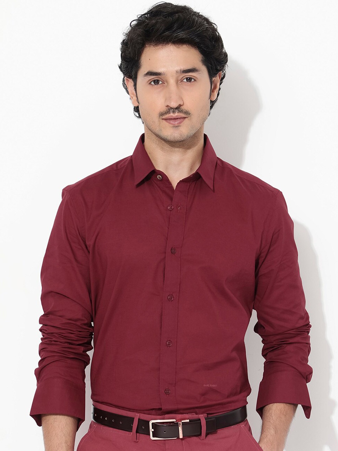 

RARE RABBIT Men Fullsleen Regular Fit Opaque Shirt, Red