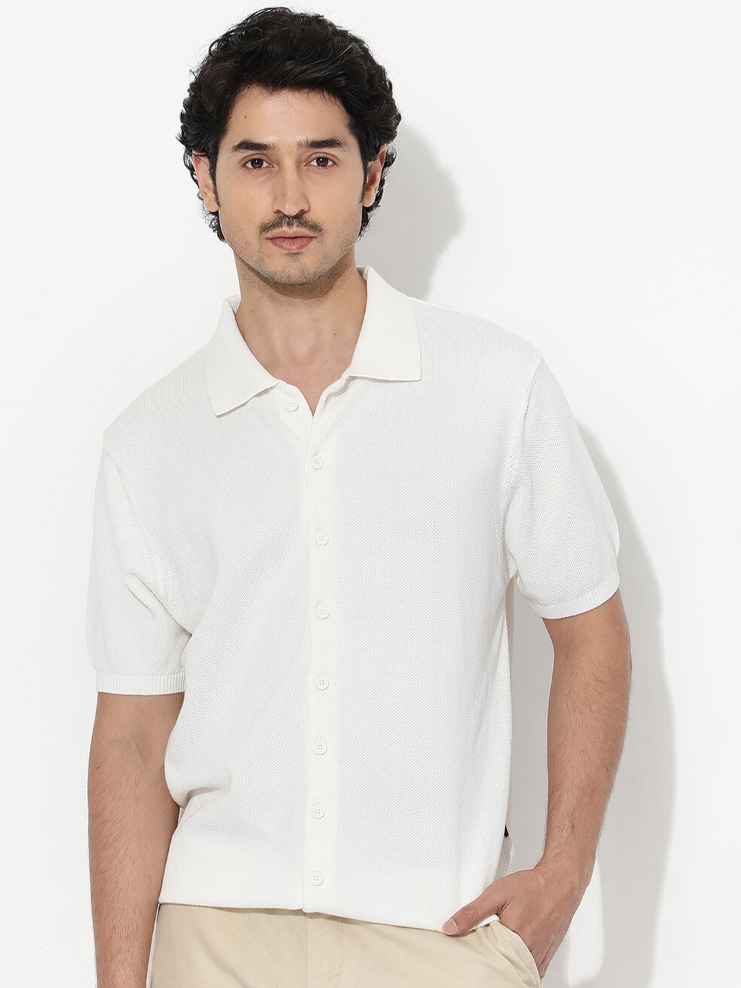 

RARE RABBIT Men Alias-N Ss Regular Fit Opaque Shirt, Off white