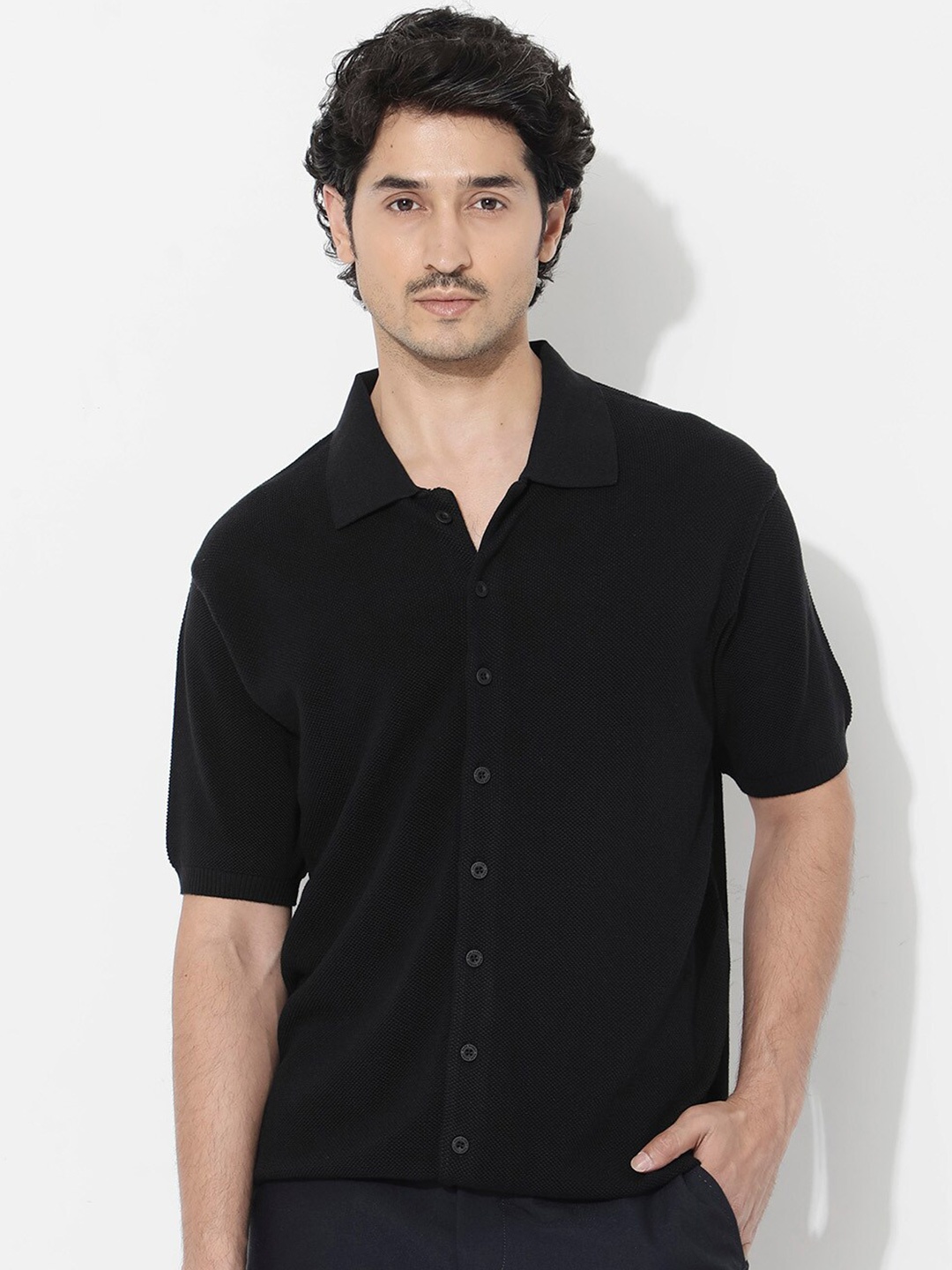 

RARE RABBIT Men Alias-N Ss Regular Fit Opaque Shirt, Black