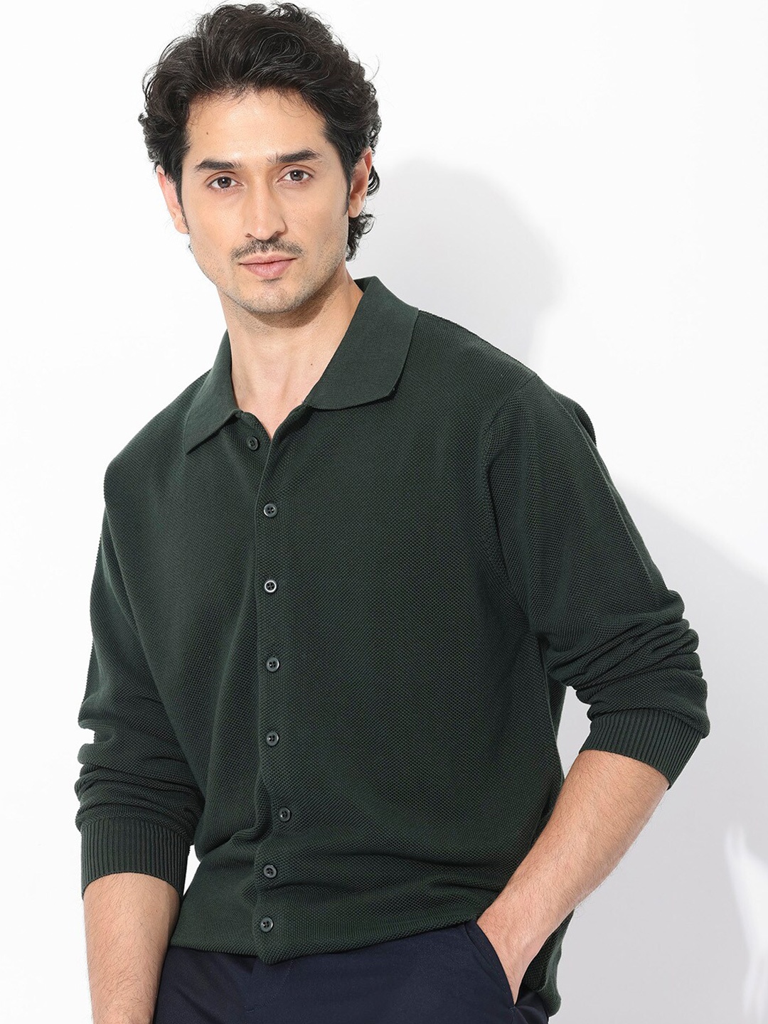 

RARE RABBIT Men Alias-N Regular Fit Spread Collar Shirt, Green