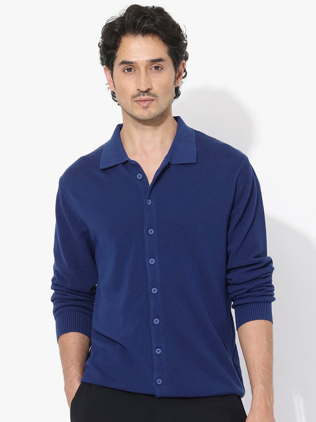 

RARE RABBIT Men Alias-N Regular Fit Spread Collar Shirt, Blue