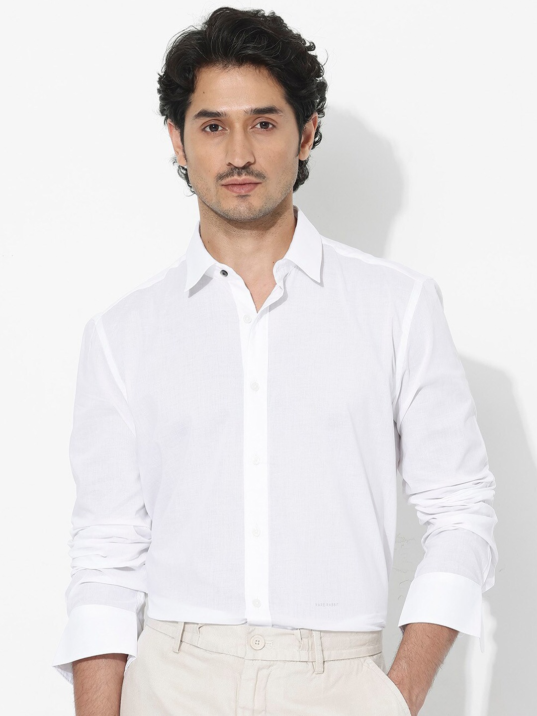 

RARE RABBIT Men Fullsleen Regular Fit Opaque Shirt, White