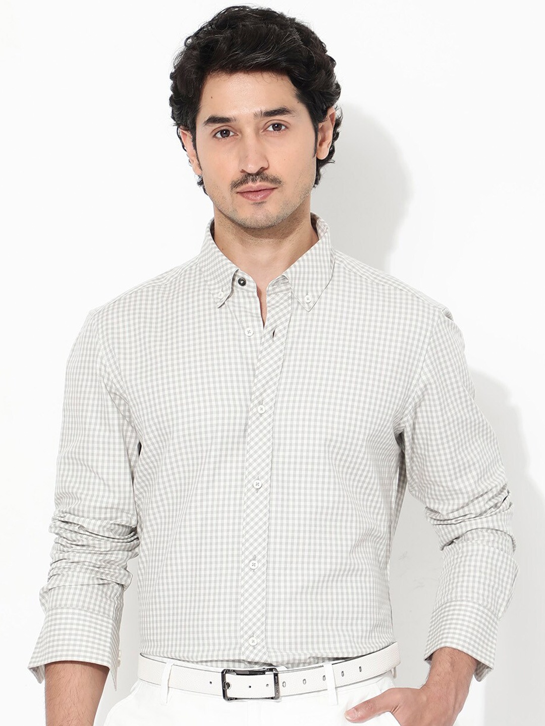 

RARE RABBIT Men Grino Regular Fit Opaque Checked Shirt, Grey