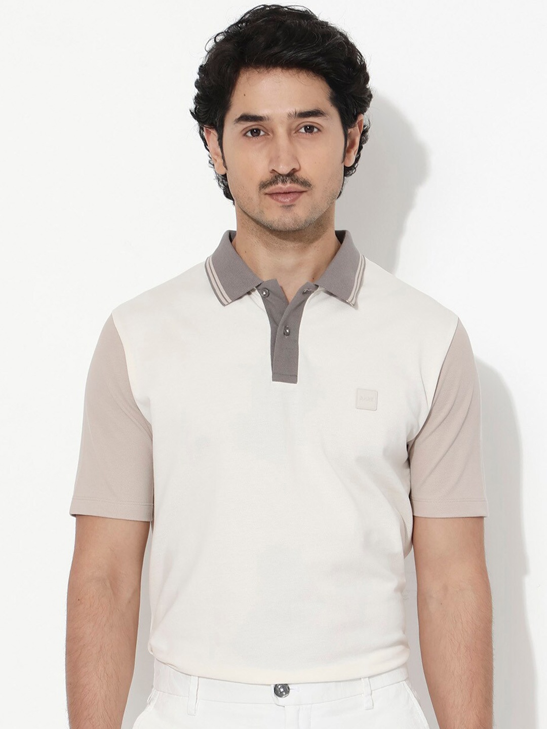 

RARE RABBIT Men Polf Polo Collar Short Sleeves T-Shirt, Off white