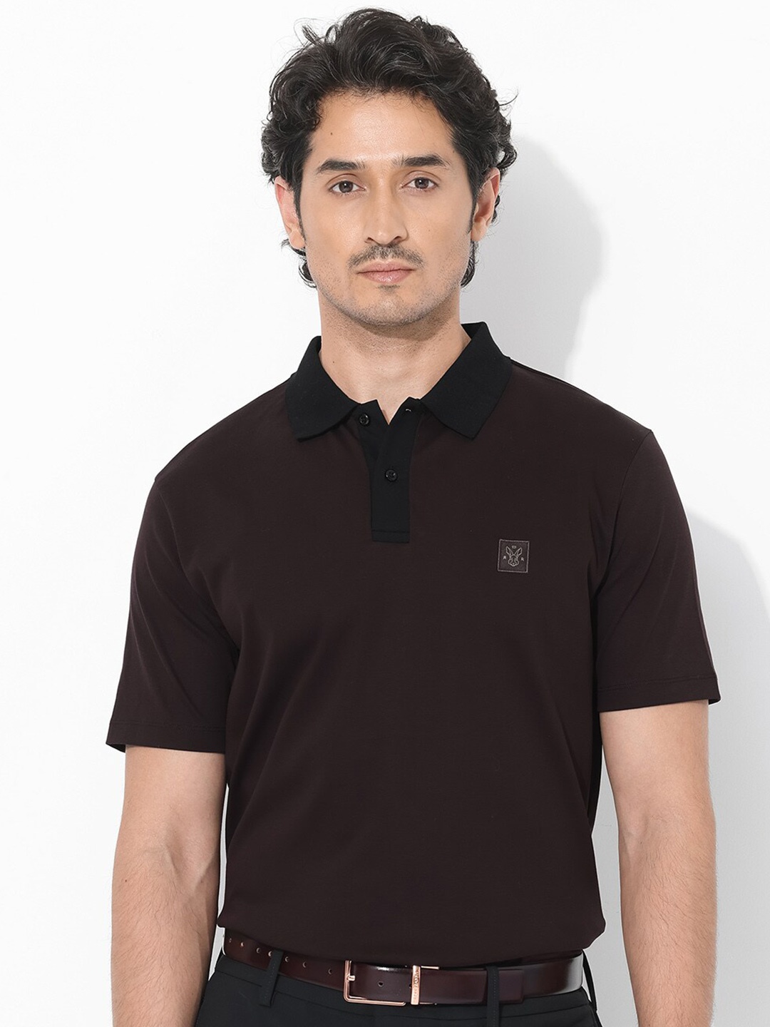 

RARE RABBIT Men Trex Polo Collar Short Sleeves T-Shirt, Maroon