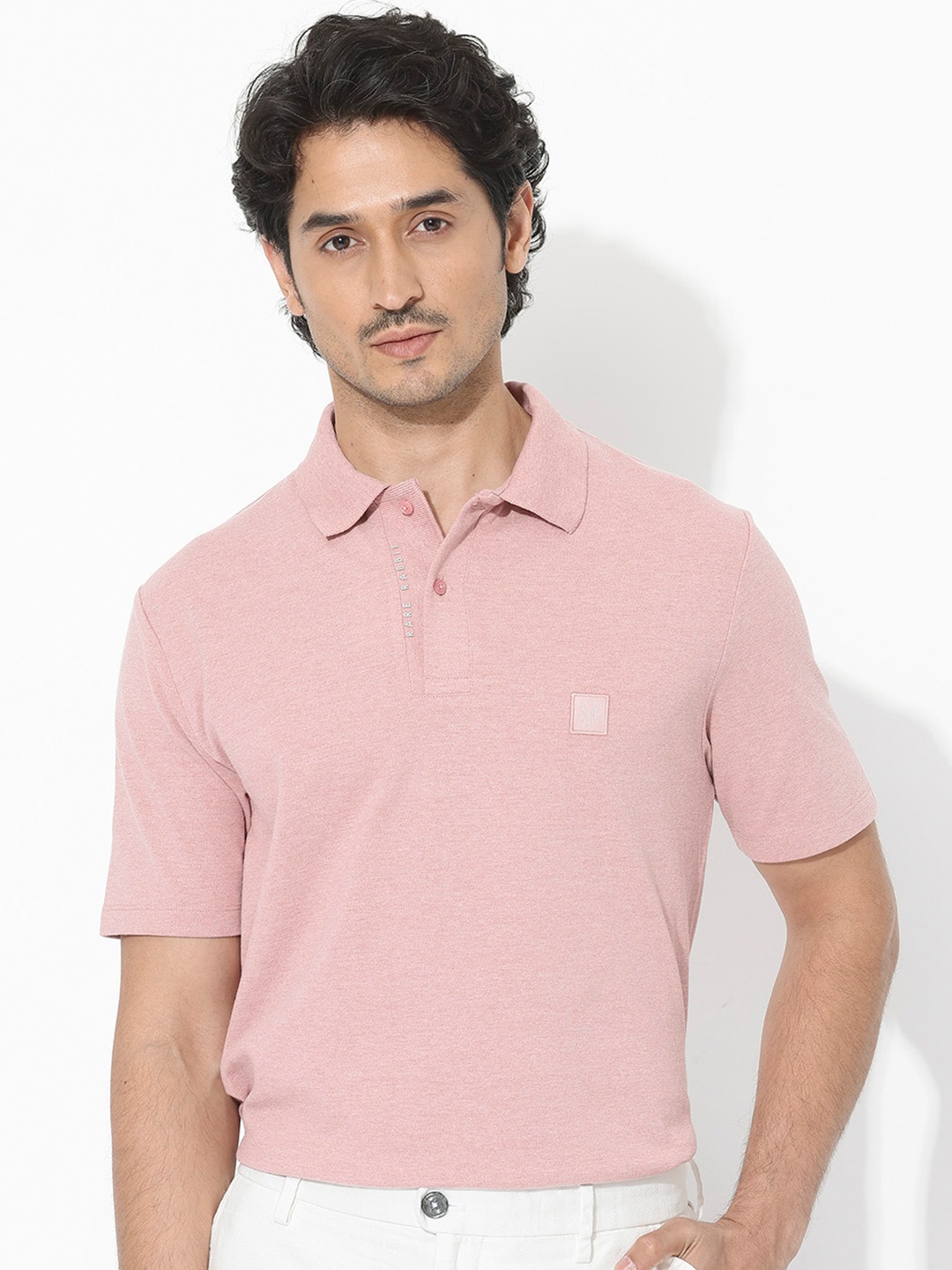 

RARE RABBIT Men Gamor Polo Collar Short Sleeves T-Shirt, Pink