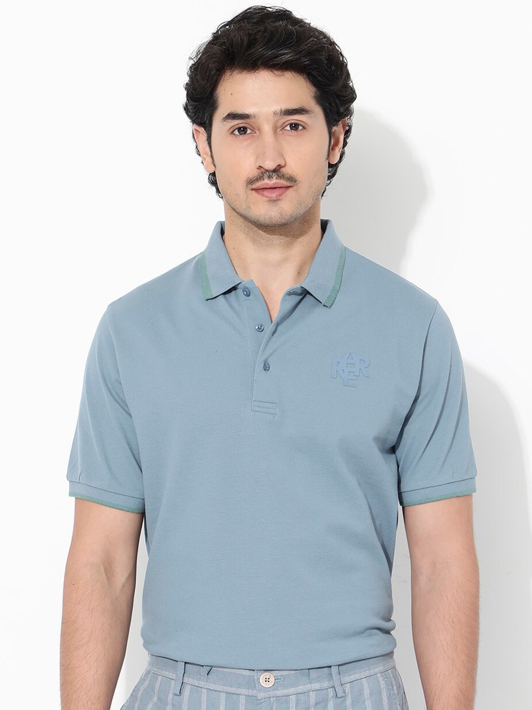 

RARE RABBIT Men Hux Regular Fit Polo Collar T-Shirt, Teal