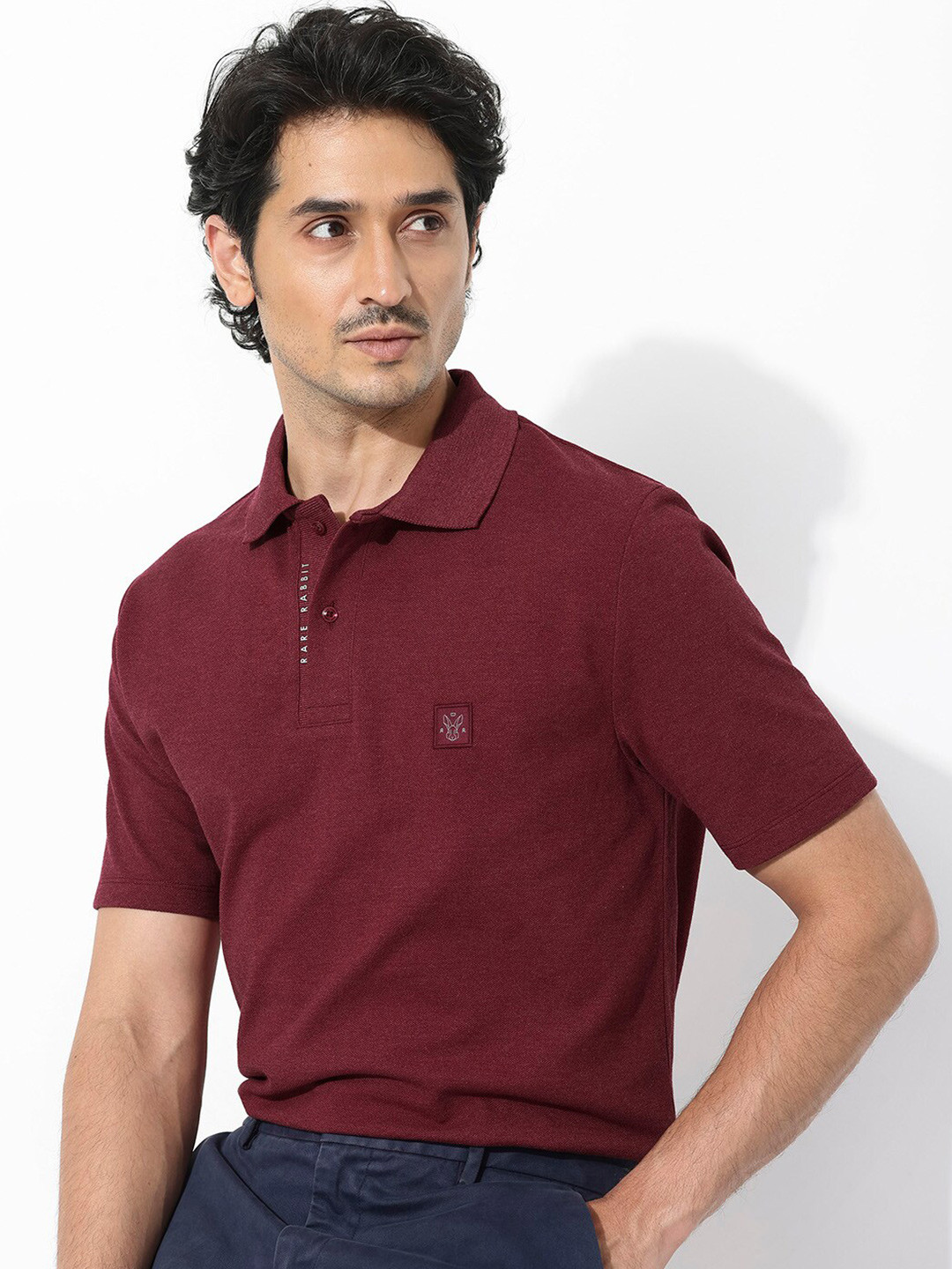 

RARE RABBIT Men Gamor Polo Collar Short Sleeves T-Shirt, Red